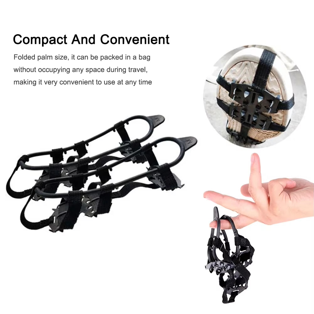 24 Teeth Ice Grips Anti-Slip Ice Claws Winter Gripper Unisex Snow Claw Shoe Covers Climbing Chain Crampons Outdoor Accessories