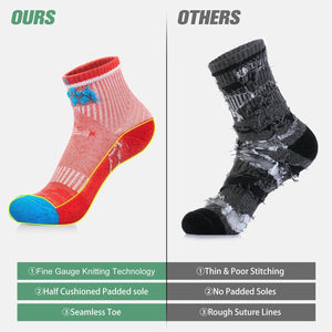 Merino Wool Hiking Socks for Women Quarter Ankle Thermal Cushion Moisture Wicking Socks,5 Pairs