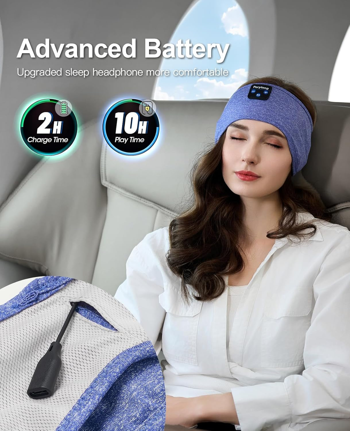 Bluetooth Sports Headband Headphones with Ultra-Thin HD Stereo Speakers for Sleep, Workouts, Jogging, Yoga, Insomnia Relief, Air Travel, and Meditation