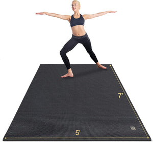 Large Yoga Mat 6'X4'/6'X6'/7'X5'(7Mm/9Mm), Extra Thick Workout Mats for Home Gym Flooring,Ultra Comfortable Non-Slip Quick Resilient Barefoot Wide Exercise Mat for Pilates,Stretching,Meditation