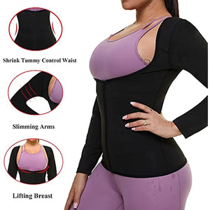 Sauna Shirt for Women Weight Loss Sauna Suit Women Waist Trainer Sweat Long Sleeve Workout Body Shaper Zipper Sauna Suit