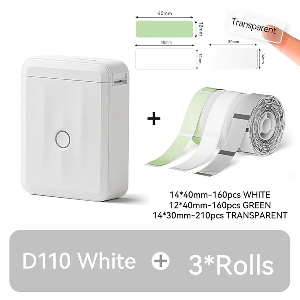 D110 Upgraded Version Thermal Label Printer Mini Portable Smart Label Maker with Tape for Office Home Kitchen School