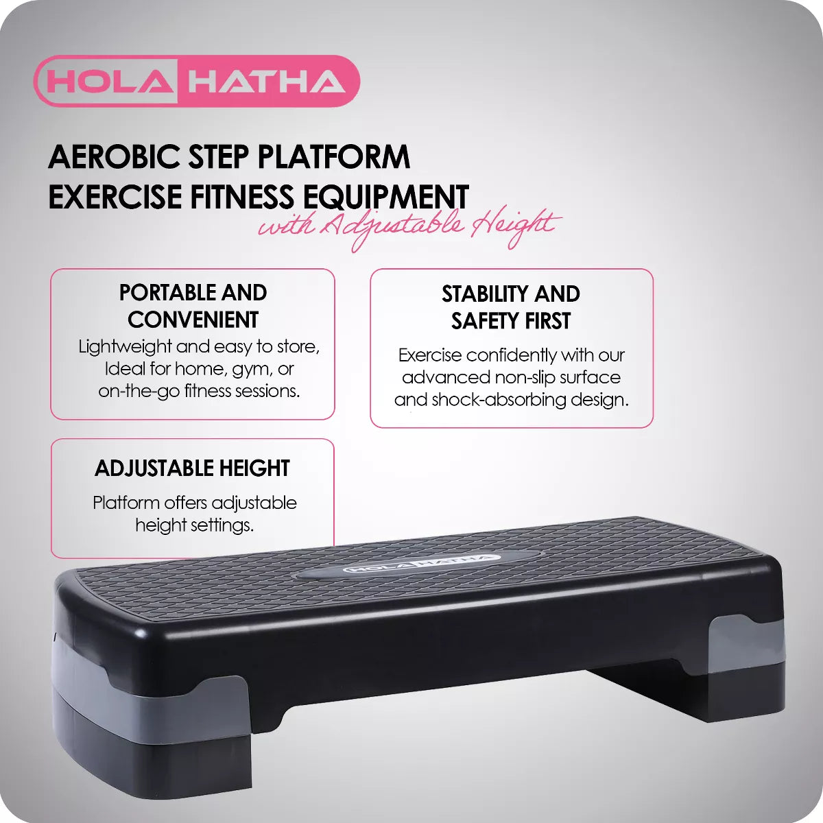 Holahatha Compact Portable Aerobic Step Platform Workout Exercise Equipment