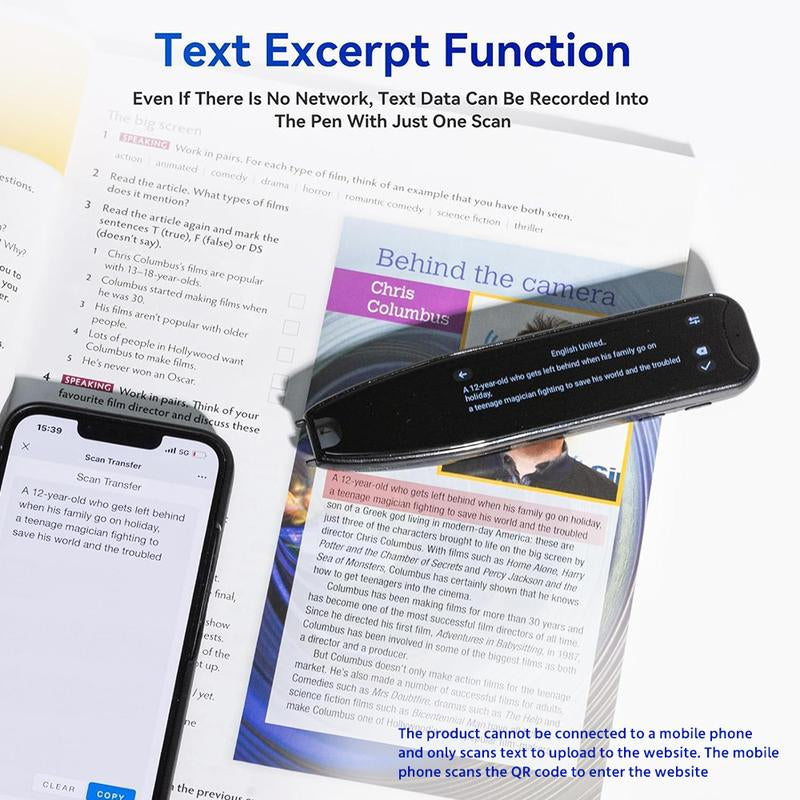 Smart Translation Pen with 60+ Languages Online Scan & Voice Translation for Reading Support & Language Learners Multilingual Device with 3.69-Inch Large Screen & High Fidelity Speakers