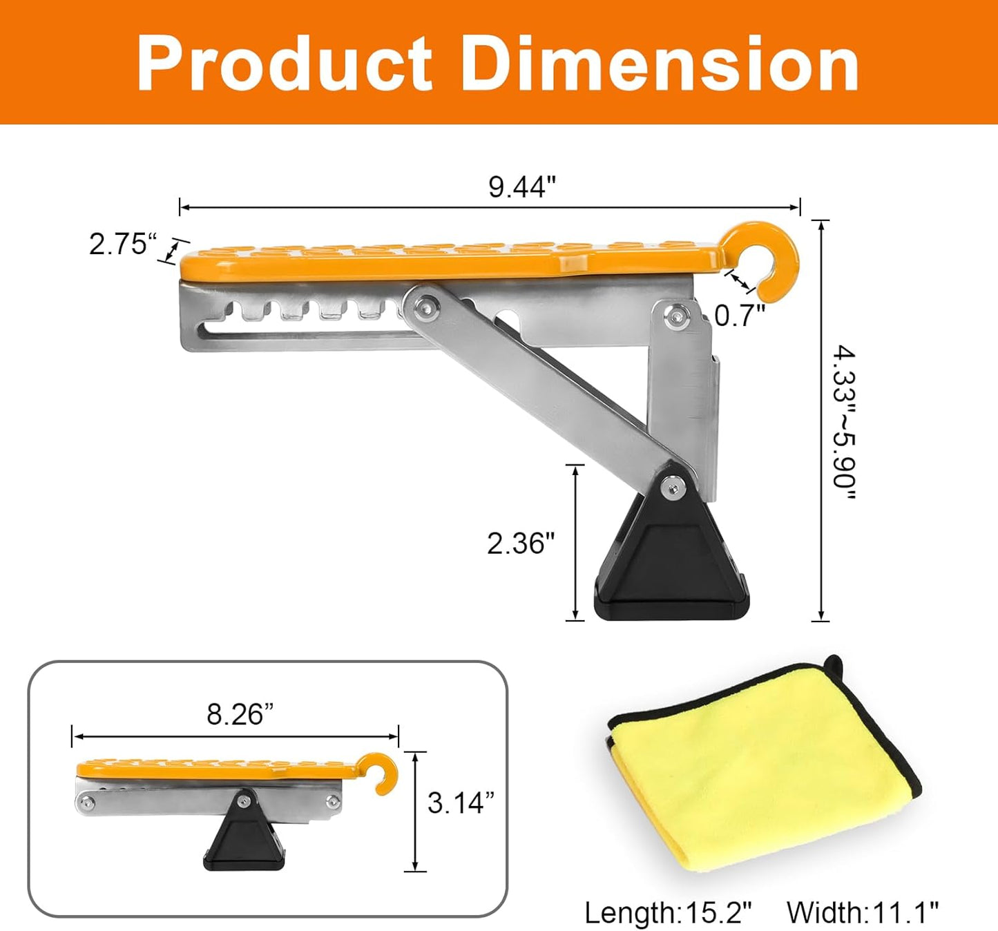 Universal Fit Car Door Step - Foldable, 7 Gear Adjustable Roof Rack Door Step up on Door Latch - Both Feet Stand Pedal Ladder, Max Load 500 Lbs - Easy Access for Cars, Suvs, and Trucks