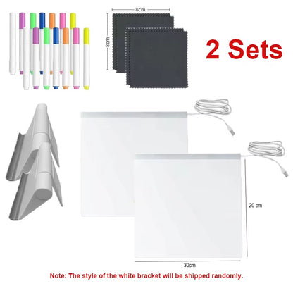 Light up Acrylic Message Board Rewritable DIY Children'S Glowing Drawing Board Message Lamp with 7 Colorful Pens
