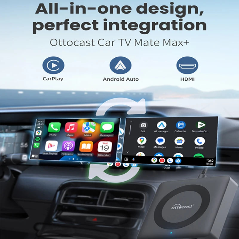 Car TV Mate Wired to Wireless Carplay Adapter Android Auto HDMI Multimedia Video Converter for TV Sticks Game Box Phone