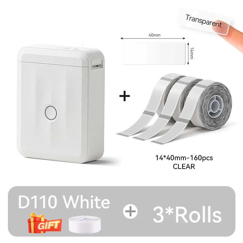 D110 Upgraded Version Thermal Label Printer Mini Portable Smart Label Maker with Tape for Office Home Kitchen School