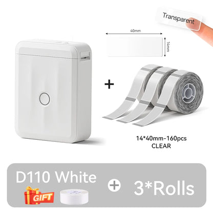 D110 Upgraded Version Thermal Label Printer Mini Portable Smart Label Maker with Tape for Office Home Kitchen School