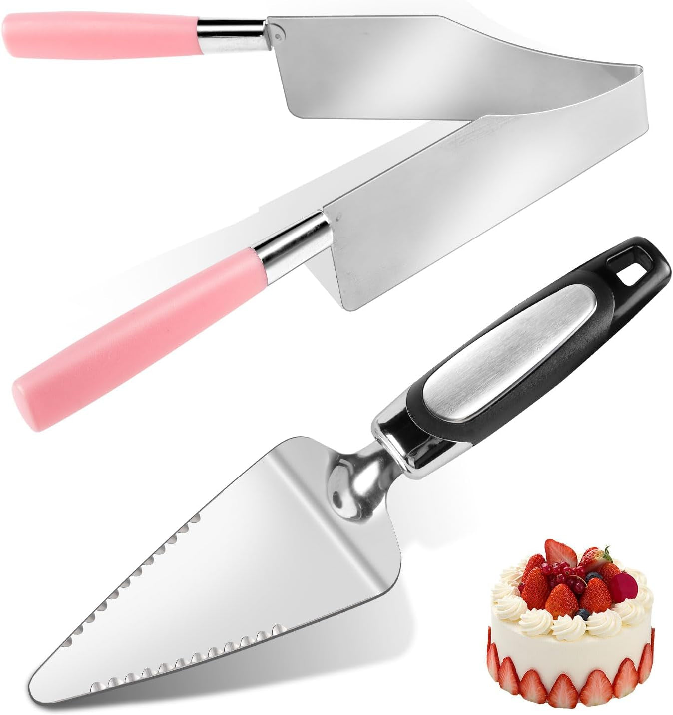 2 Pcs Cake Slicer Cutter and Multi Function Cake Server Stainless Steel Set for Cutting and Serving Desserts, Brownies, Pizza Cake Spatula