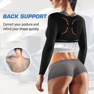 Sauna Shirt for Women Weight Loss Sauna Suit Women Waist Trainer Sweat Long Sleeve Workout Body Shaper Zipper Sauna Suit
