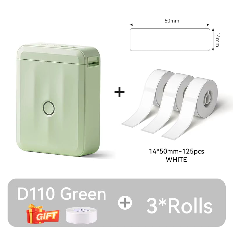 D110 Upgraded Version Thermal Label Printer Mini Portable Smart Label Maker with Tape for Office Home Kitchen School