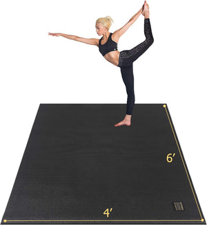 Large Yoga Mat 6'X4'/6'X6'/7'X5'(7Mm/9Mm), Extra Thick Workout Mats for Home Gym Flooring,Ultra Comfortable Non-Slip Quick Resilient Barefoot Wide Exercise Mat for Pilates,Stretching,Meditation