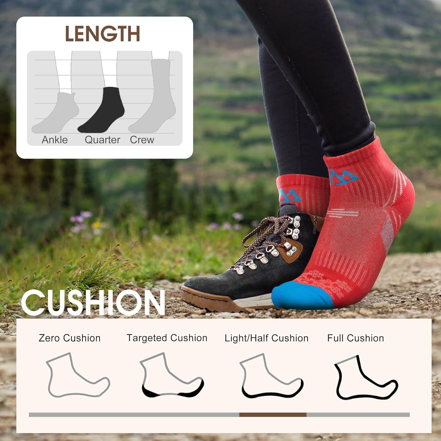 Merino Wool Hiking Socks for Women Quarter Ankle Thermal Cushion Moisture Wicking Socks,5 Pairs