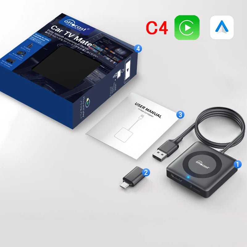 Car TV Mate Wired to Wireless Carplay Adapter Android Auto HDMI Multimedia Video Converter for TV Sticks Game Box Phone