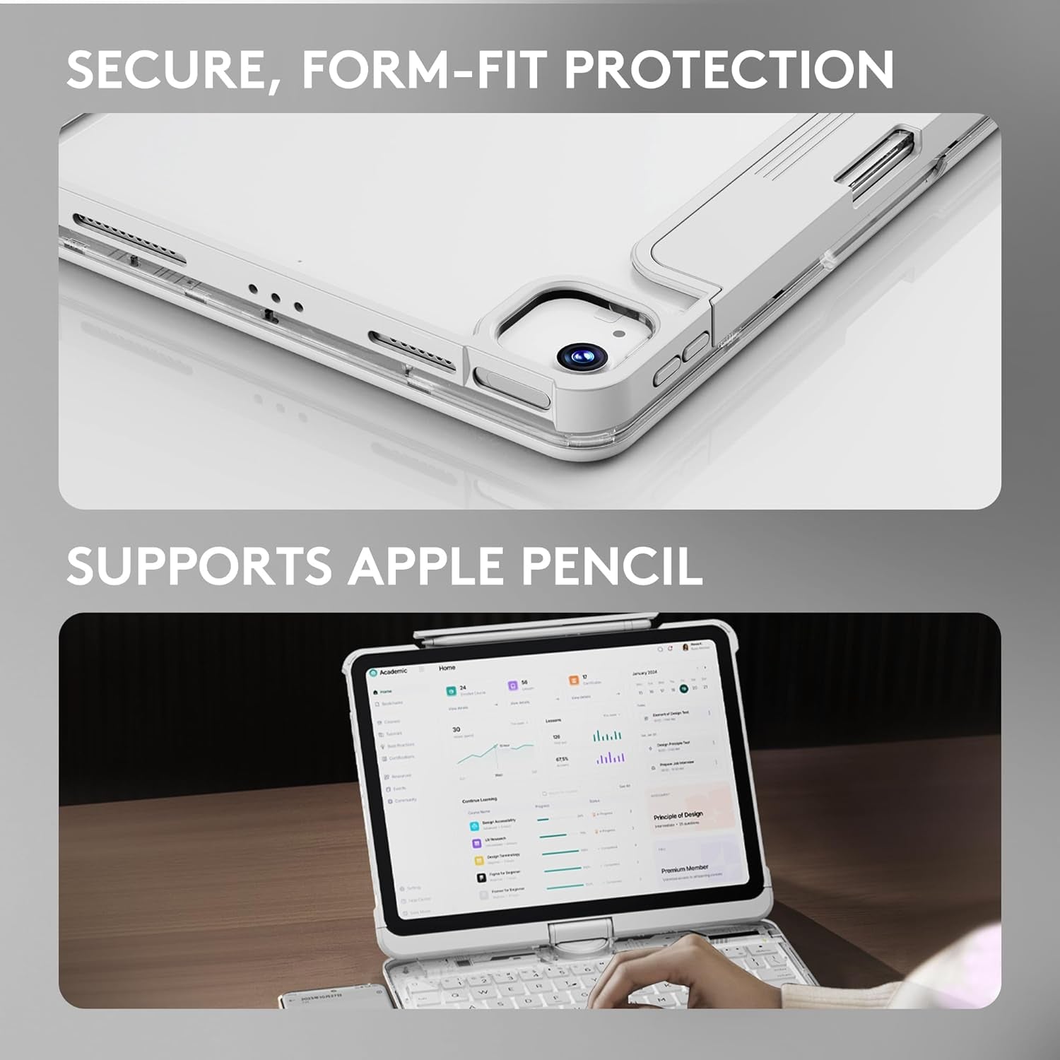 Transparent Case with Wireless Keyboard for Ipad 10.2-In (7Th, 8Th, and 9Th Gen), 7 Colors Backlight, Trackpad, 360°Rotating Stand, Tech Style