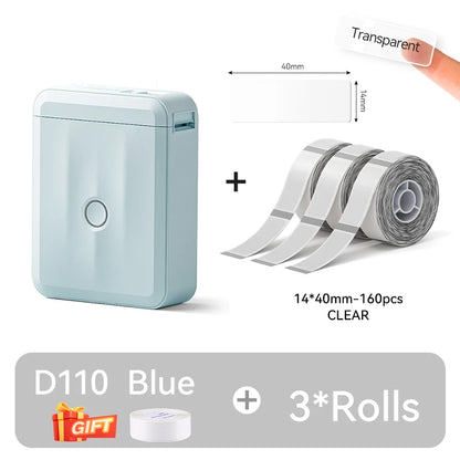 D110 Upgraded Version Thermal Label Printer Mini Portable Smart Label Maker with Tape for Office Home Kitchen School