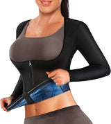 Sauna Shirt for Women Weight Loss Sauna Suit Women Waist Trainer Sweat Long Sleeve Workout Body Shaper Zipper Sauna Suit