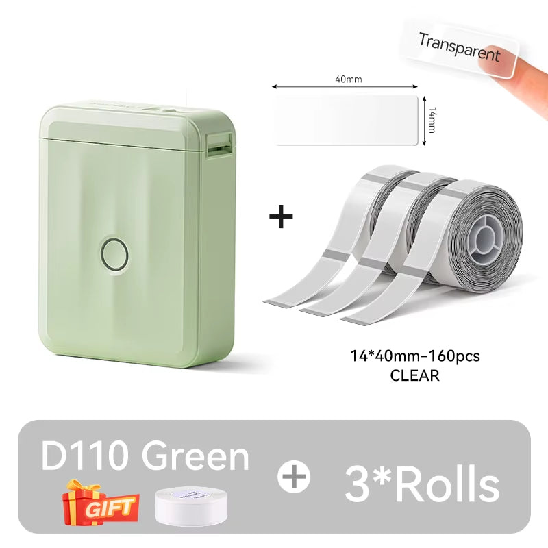 D110 Upgraded Version Thermal Label Printer Mini Portable Smart Label Maker with Tape for Office Home Kitchen School