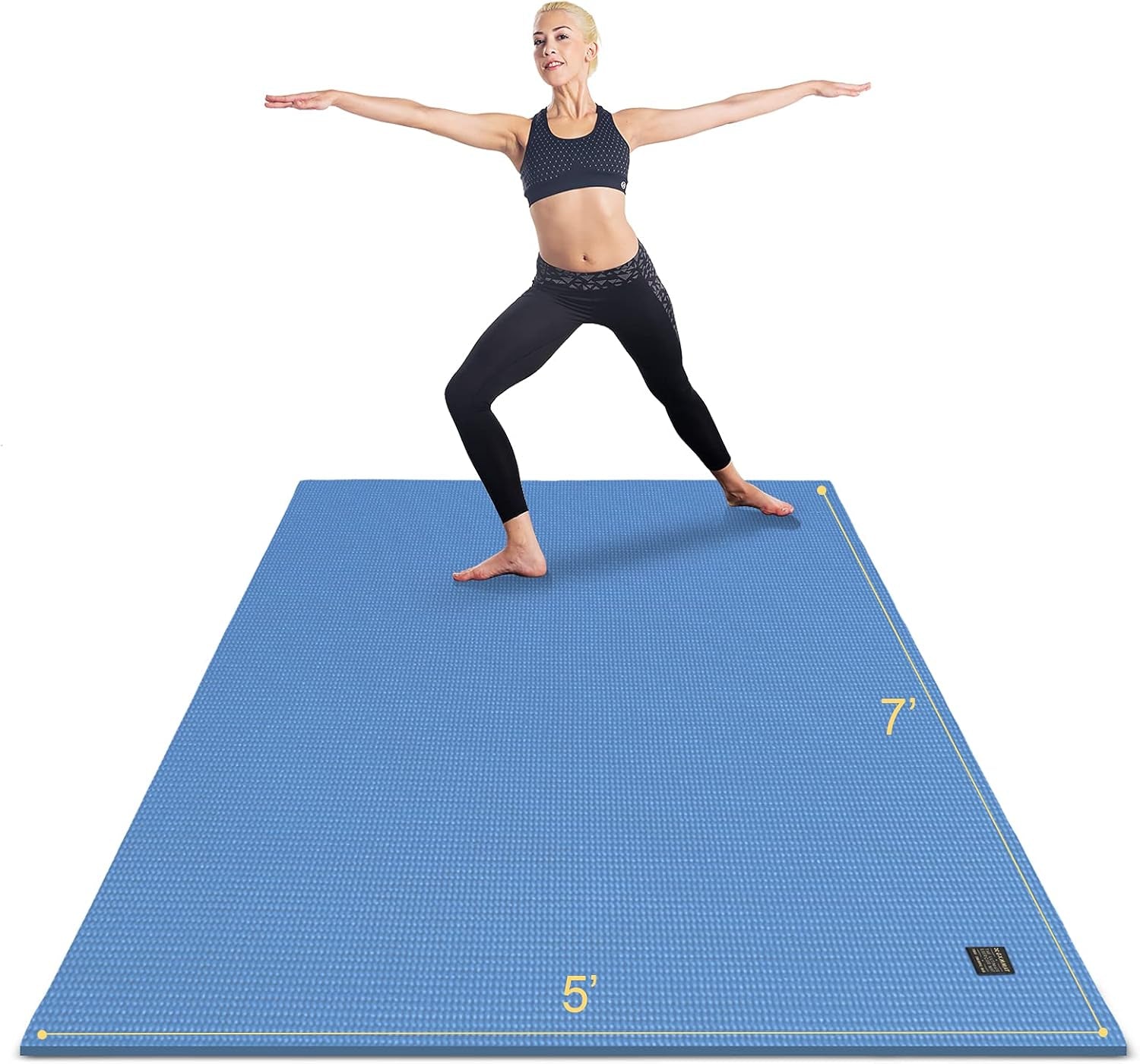 Large Yoga Mat 6'X4'/6'X6'/7'X5'(7Mm/9Mm), Extra Thick Workout Mats for Home Gym Flooring,Ultra Comfortable Non-Slip Quick Resilient Barefoot Wide Exercise Mat for Pilates,Stretching,Meditation