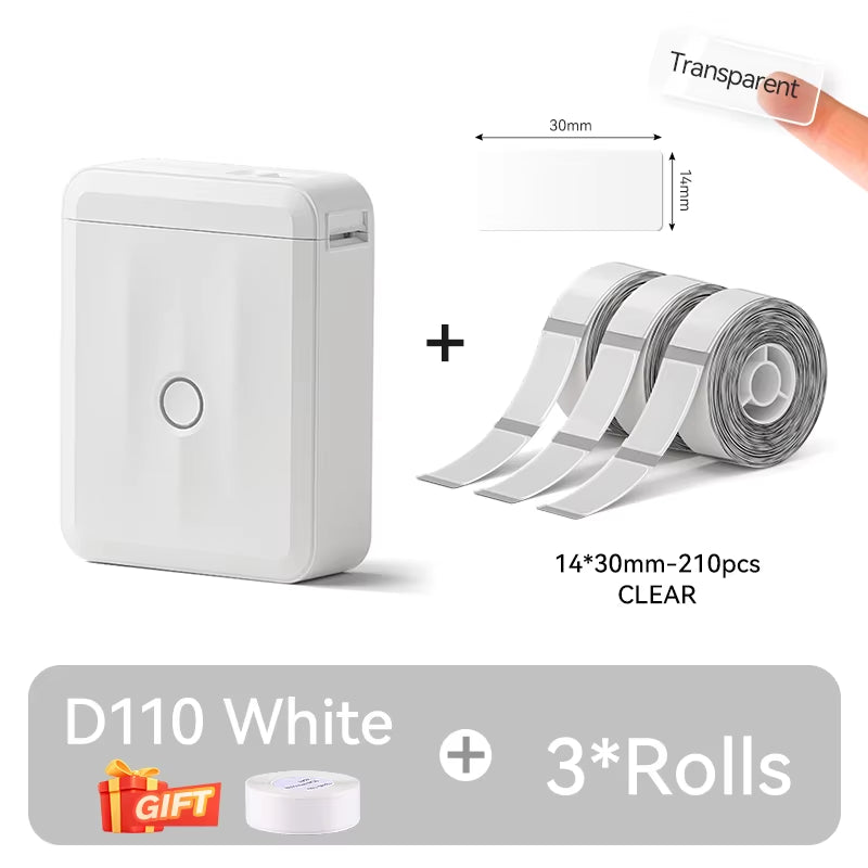 D110 Upgraded Version Thermal Label Printer Mini Portable Smart Label Maker with Tape for Office Home Kitchen School