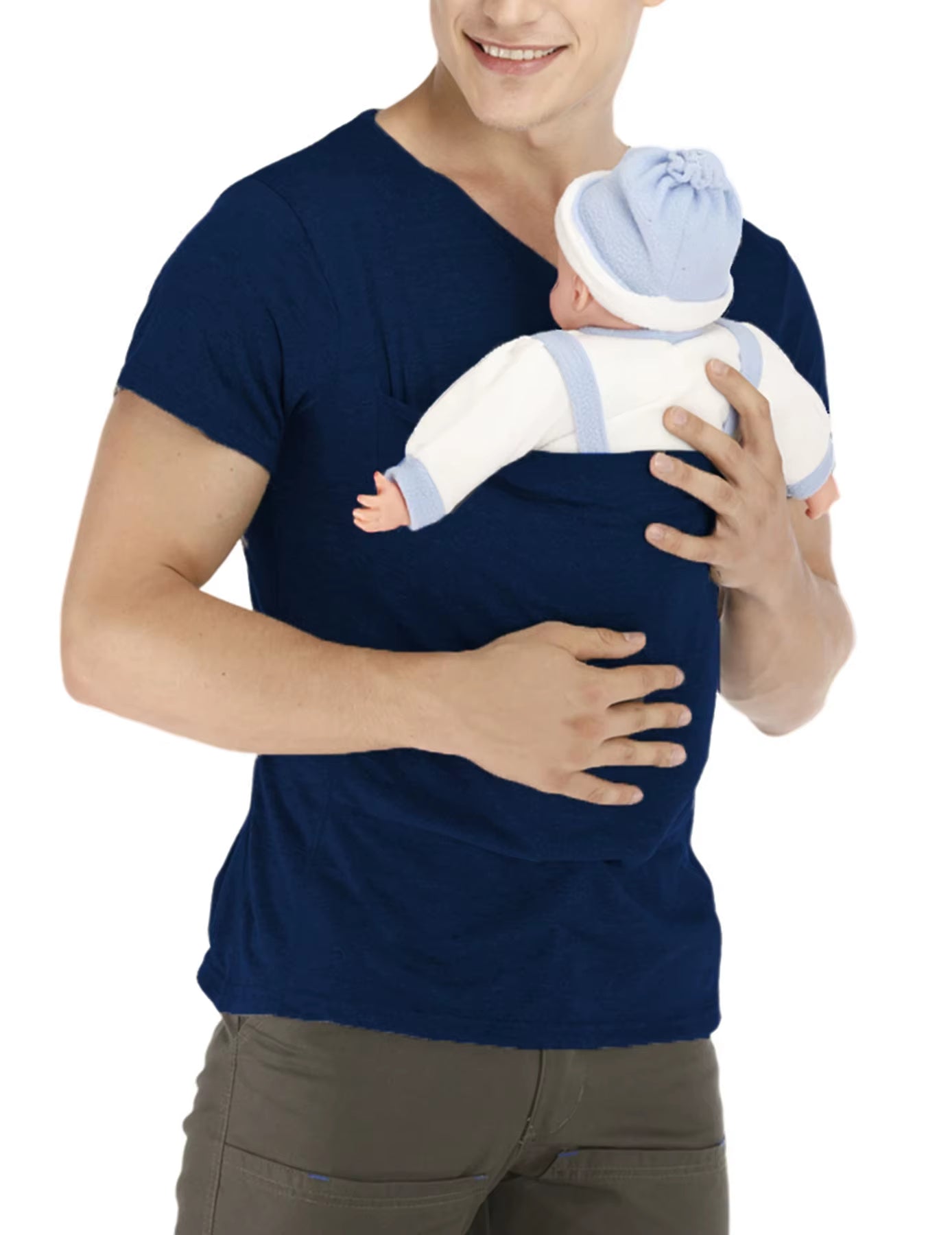 Safety Kangaroo Pocket T-Shirt Baby Carrier Pregnancy Top Clothes Summer Mother Father Soft Feeding Polyester T Shirt