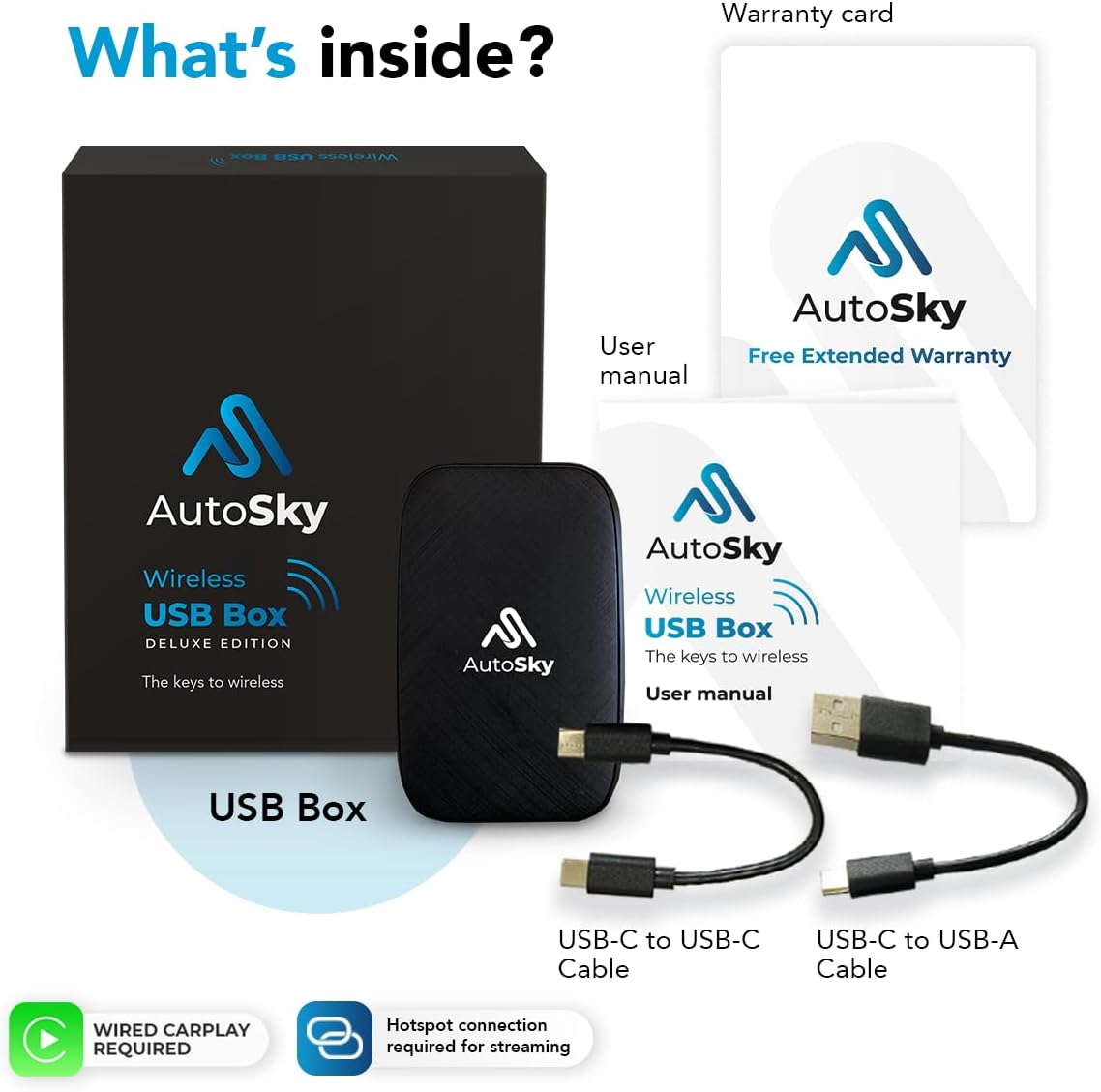 Wireless Carplay and Android Auto AI Box Lite for Factory Wired Carplay (Required) Cars - Supports Netflix and Youtube, Must Use Hotspot, Go Wireless