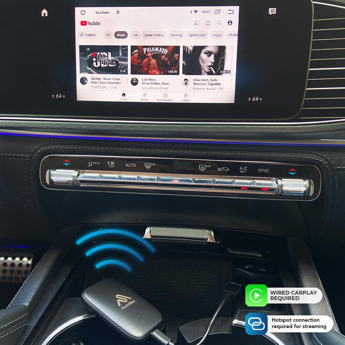 Wireless Carplay and Android Auto AI Box Lite for Factory Wired Carplay (Required) Cars - Supports Netflix and Youtube, Must Use Hotspot, Go Wireless