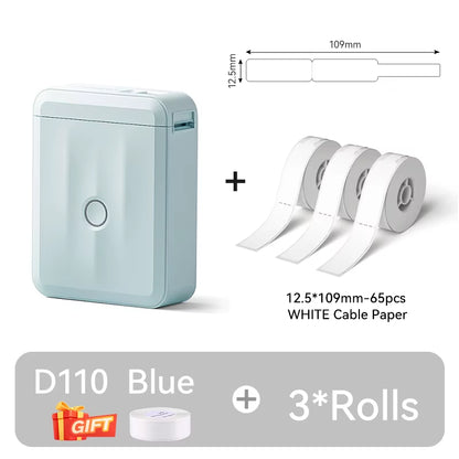 D110 Upgraded Version Thermal Label Printer Mini Portable Smart Label Maker with Tape for Office Home Kitchen School