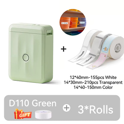 D110 Upgraded Version Thermal Label Printer Mini Portable Smart Label Maker with Tape for Office Home Kitchen School