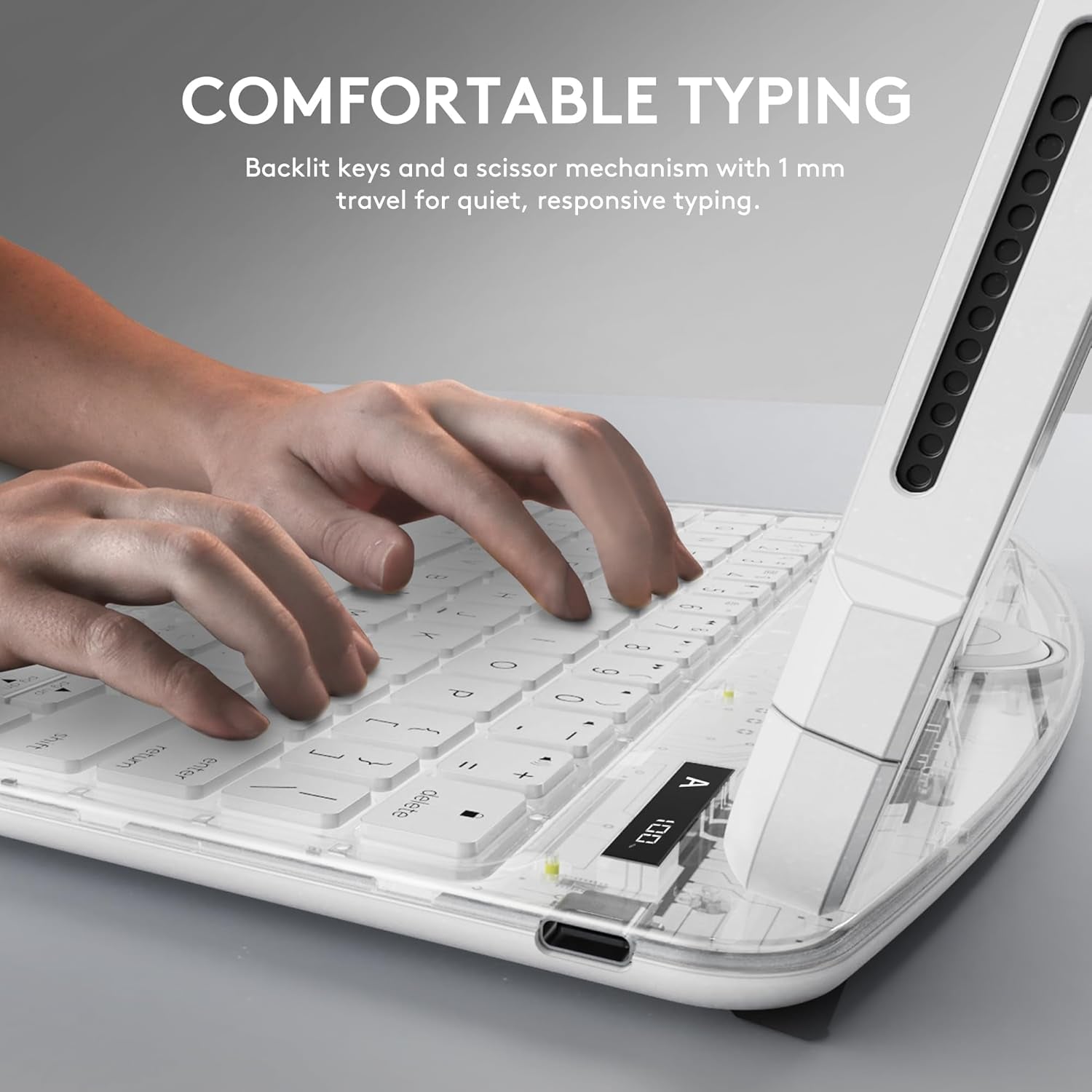 Transparent Case with Wireless Keyboard for Ipad 10.2-In (7Th, 8Th, and 9Th Gen), 7 Colors Backlight, Trackpad, 360°Rotating Stand, Tech Style