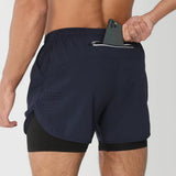 2025New Men Running Shorts Gym Sports Shorts 2 in 1 Quick Dry Workout Training Gym Fitness Jogging Short Pants Summer Men Shorts