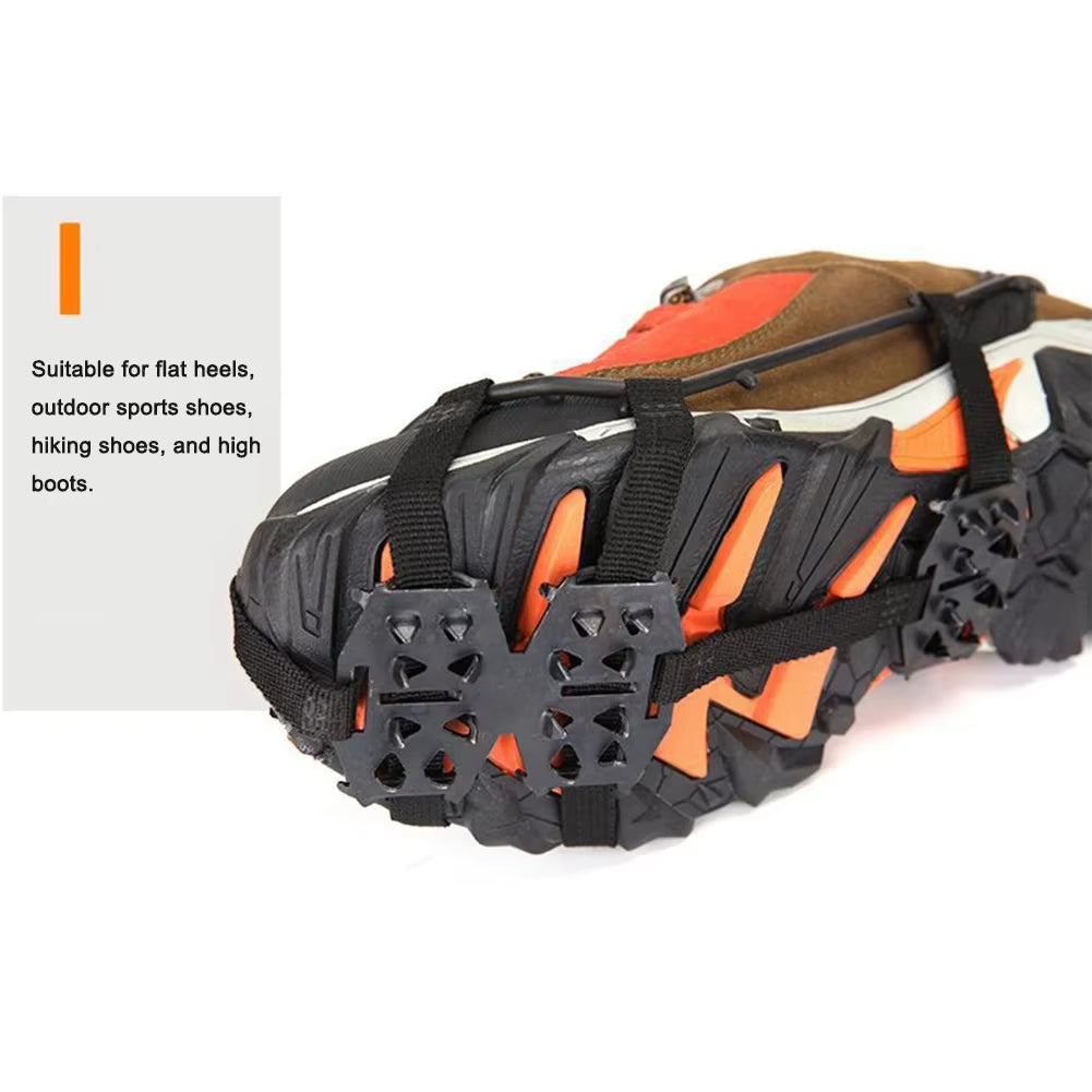 24 Teeth Ice Grips Anti-Slip Ice Claws Winter Gripper Unisex Snow Claw Shoe Covers Climbing Chain Crampons Outdoor Accessories
