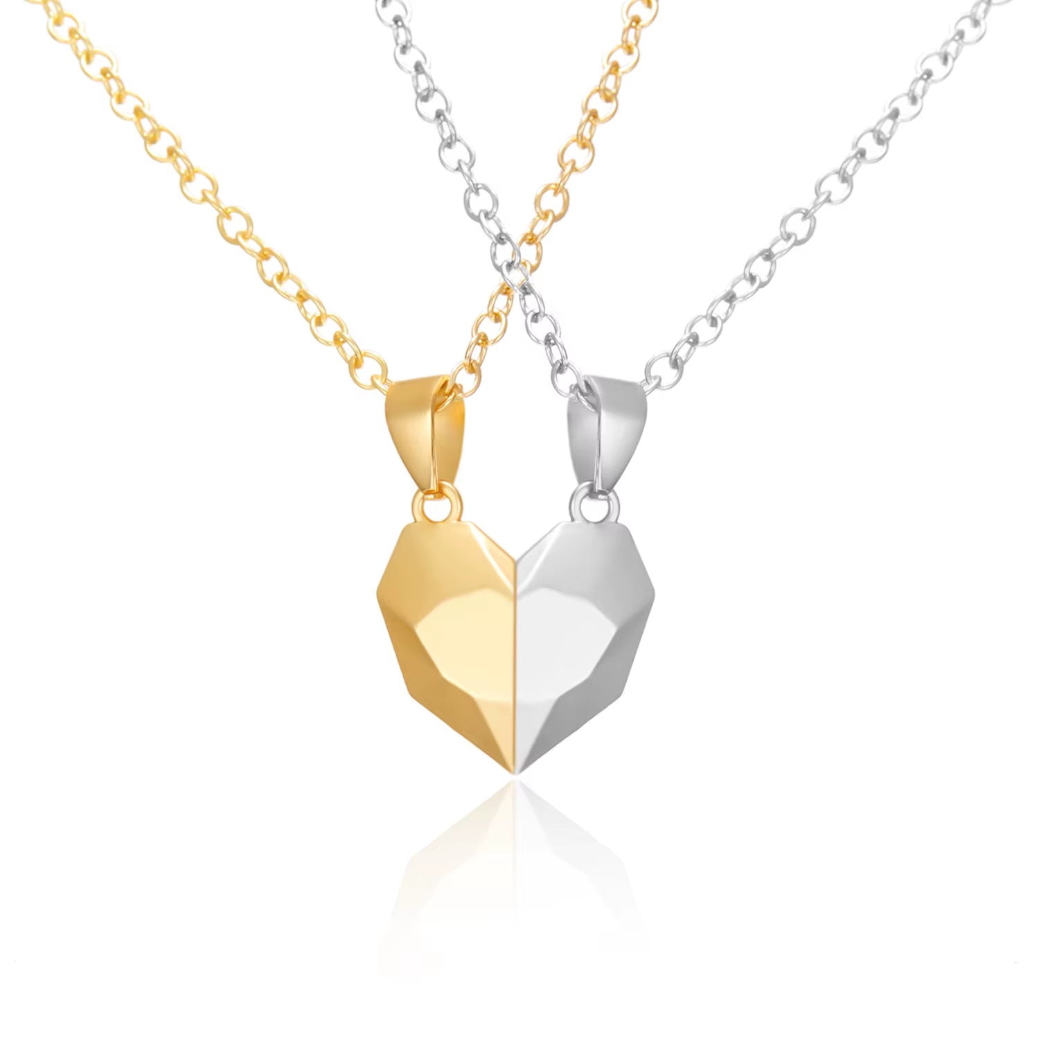 2Pcs Magnetic Heart Couple Necklace for Women Men Lover Valentine'S Day Wedding Anniversary Best Friend Party Jewelry Gifts