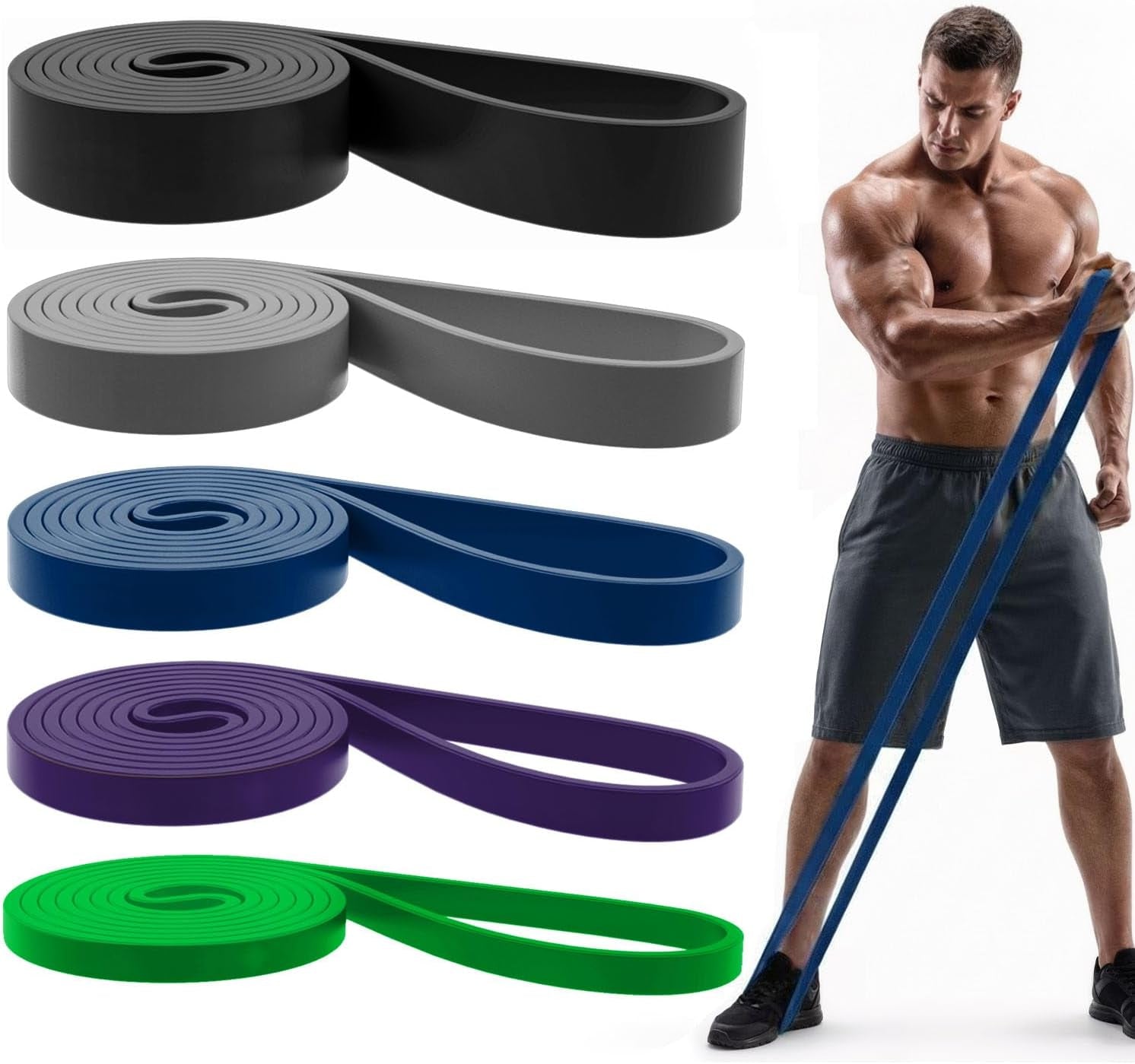 Pull up Bands, Resistance Bands, Pull up Assistance Bands Set for Men & Women, Exercise Workout Bands for Working Out, Body Stretching, Physical Therapy, Muscle Training