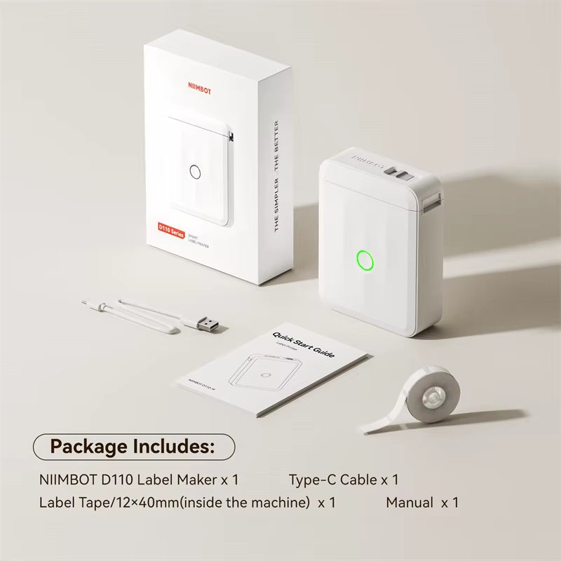 D110 Upgraded Version Thermal Label Printer Mini Portable Smart Label Maker with Tape for Office Home Kitchen School