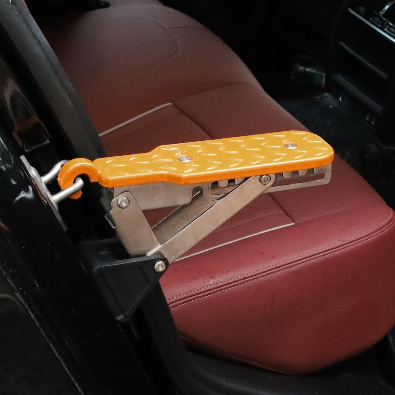 Universal Fit Car Door Step - Foldable, 7 Gear Adjustable Roof Rack Door Step up on Door Latch - Both Feet Stand Pedal Ladder, Max Load 500 Lbs - Easy Access for Cars, Suvs, and Trucks