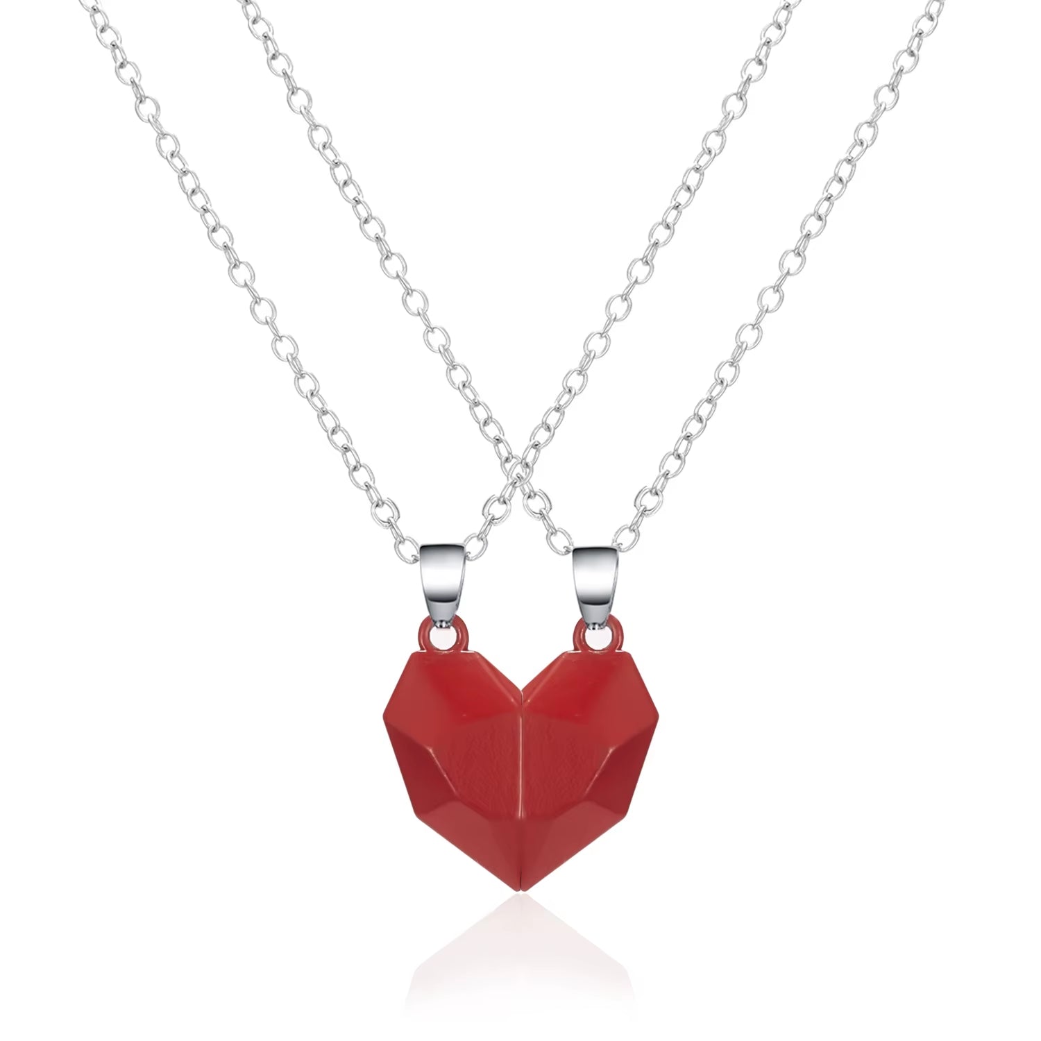 2Pcs Magnetic Heart Couple Necklace for Women Men Lover Valentine'S Day Wedding Anniversary Best Friend Party Jewelry Gifts