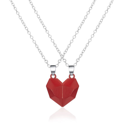 2Pcs Magnetic Heart Couple Necklace for Women Men Lover Valentine'S Day Wedding Anniversary Best Friend Party Jewelry Gifts