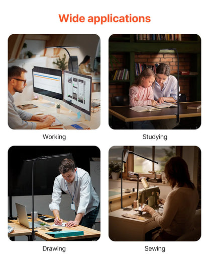 LED Desk Lamp with Clamp Double Head Desk Lamp with 360¡Ã Adjustable Gooseneck