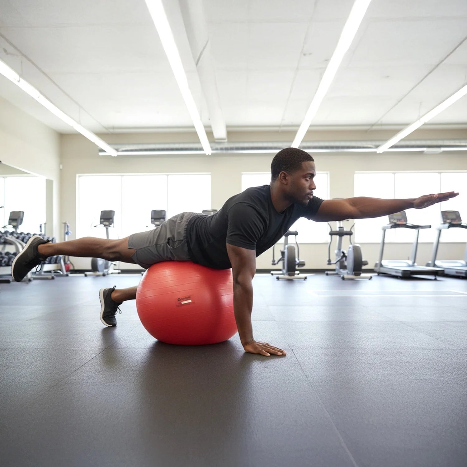 Red Fitness Ball (75 Cm), Pump & Exercise Guide Included