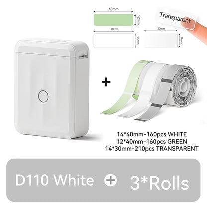 D110 Upgraded Version Thermal Label Printer Mini Portable Smart Label Maker with Tape for Office Home Kitchen School