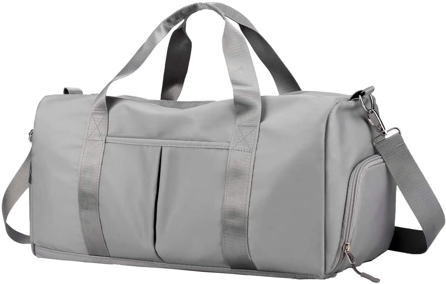 Sports Gym Bag Lightweight Travel Duffel Handbag with Dry Wet Pocket & Shoes Compartment (Grey)