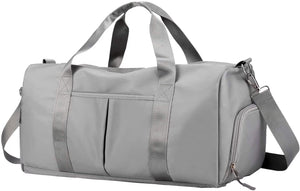 Sports Gym Bag Lightweight Travel Duffel Handbag with Dry Wet Pocket & Shoes Compartment (Grey)
