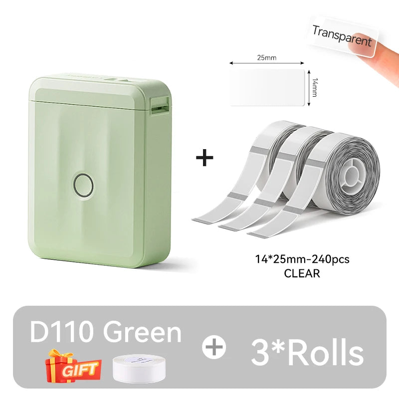 D110 Upgraded Version Thermal Label Printer Mini Portable Smart Label Maker with Tape for Office Home Kitchen School