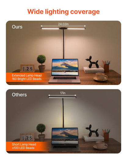 LED Desk Lamp with Clamp Double Head Desk Lamp with 360¡Ã Adjustable Gooseneck