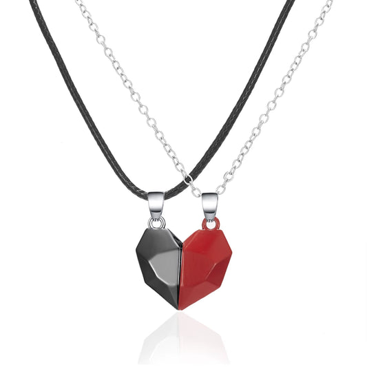 2Pcs Magnetic Heart Couple Necklace for Women Men Lover Valentine'S Day Wedding Anniversary Best Friend Party Jewelry Gifts