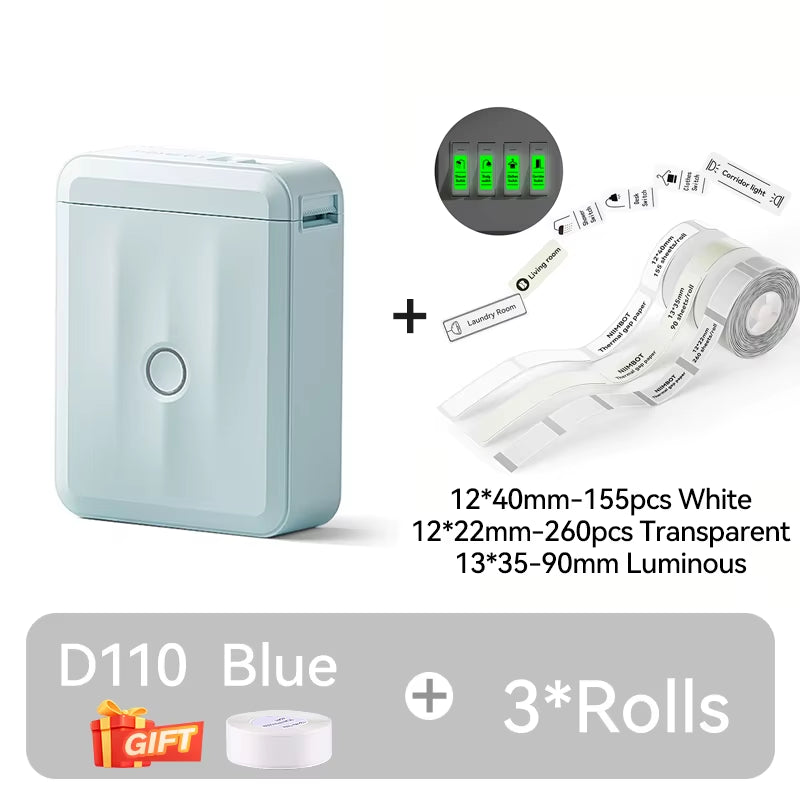 D110 Upgraded Version Thermal Label Printer Mini Portable Smart Label Maker with Tape for Office Home Kitchen School