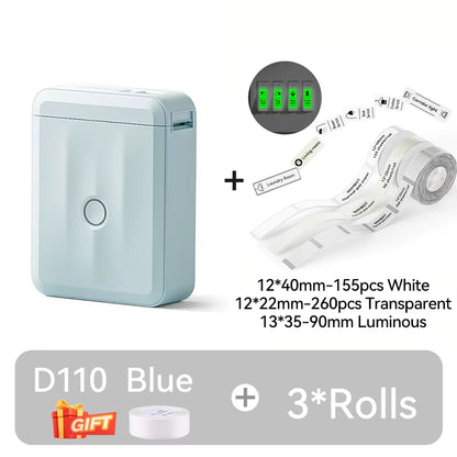 D110 Upgraded Version Thermal Label Printer Mini Portable Smart Label Maker with Tape for Office Home Kitchen School