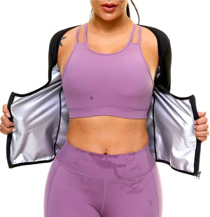 Sauna Shirt for Women Weight Loss Sauna Suit Women Waist Trainer Sweat Long Sleeve Workout Body Shaper Zipper Sauna Suit
